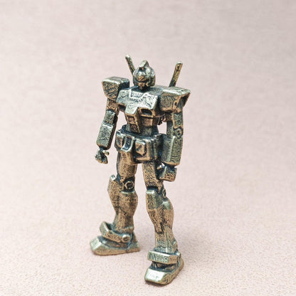 Brass Mecha Mobile Suit Figurine — Sci-Fi Robot Desk Sculpture & Anime Collector Piece