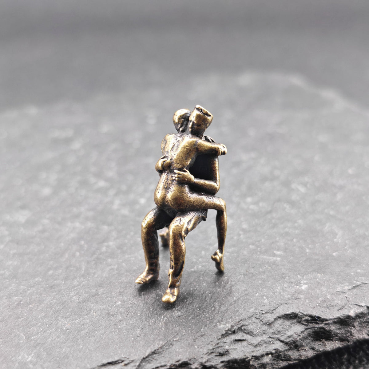 Brass Seated Couple Figurine — Intimate Miniature Collectible