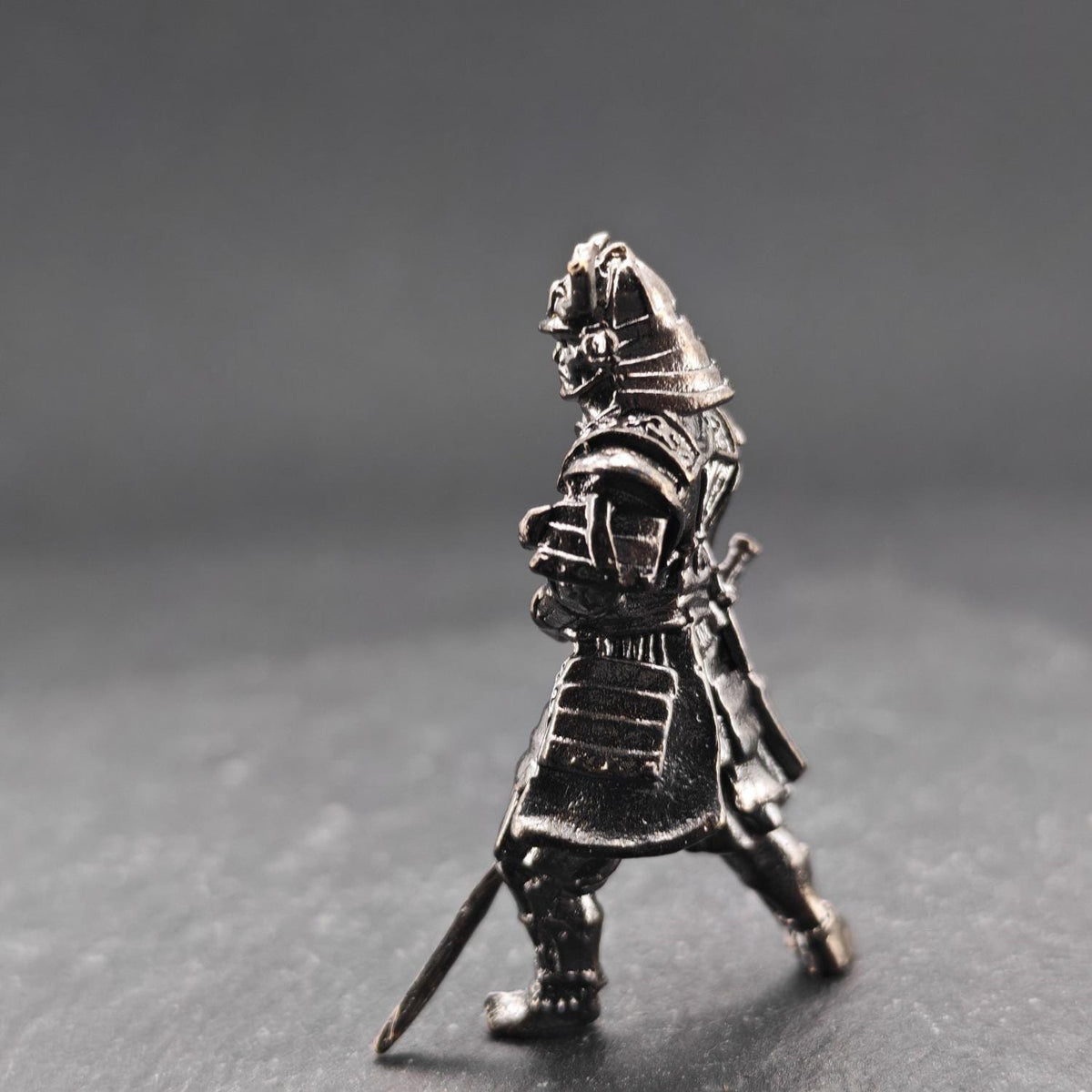 Solid Brass Samurai Figurine with Katana — Classical Warrior Desk Sculpture