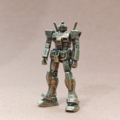 Brass Mecha Mobile Suit Figurine — Sci-Fi Robot Desk Sculpture & Anime Collector Piece