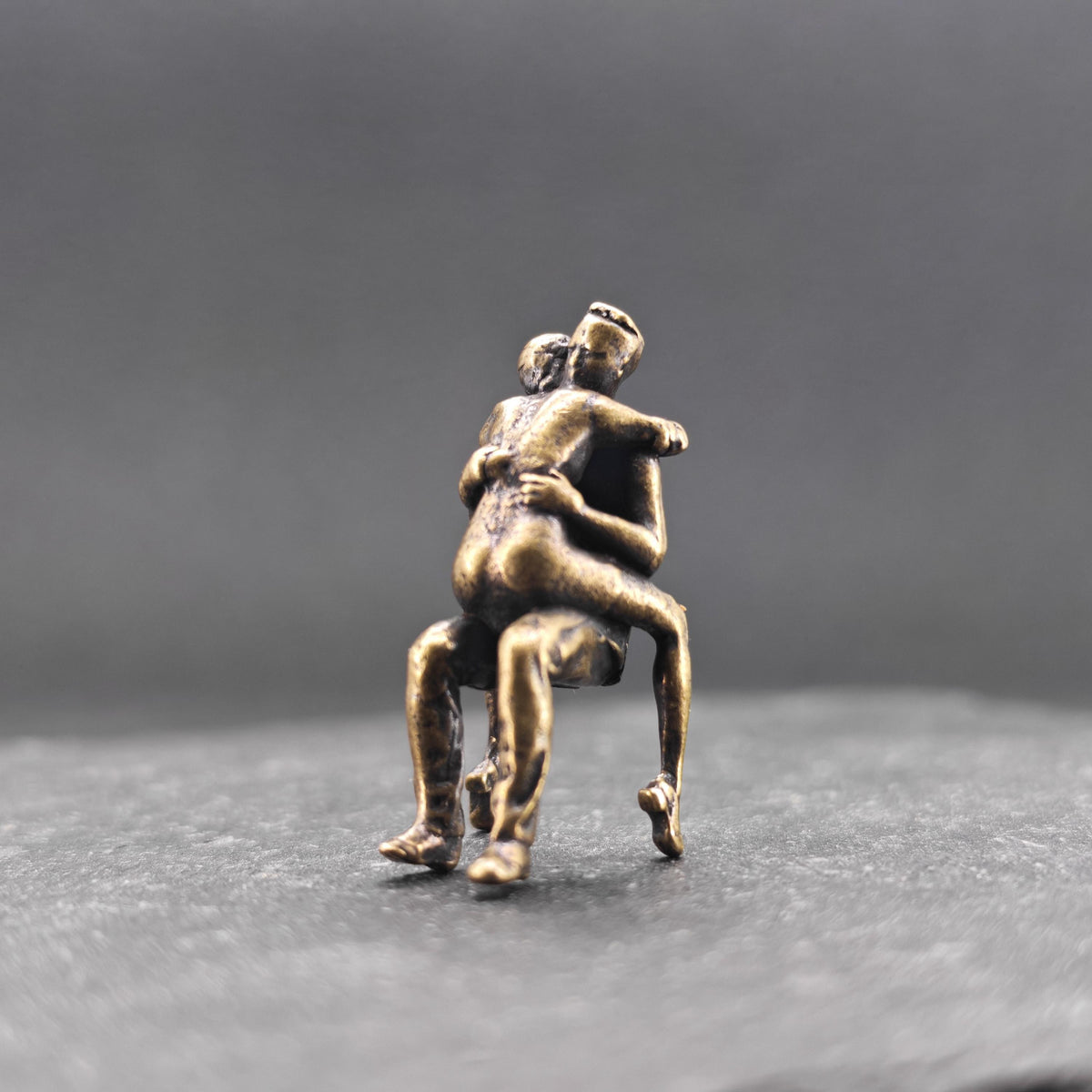 Brass Seated Couple Figurine — Intimate Miniature Collectible