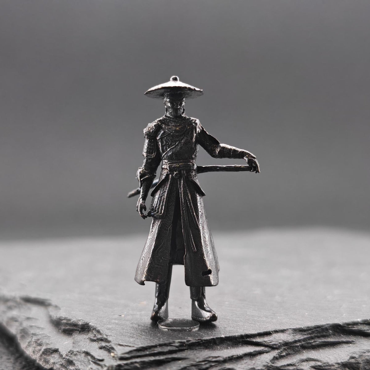 Brass Ronin Swordsman Figurine – Handcrafted Miniature Collectible