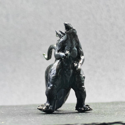 Brass Kaiju Monster Figurine — Spiked Giant Creature Desk Sculpture