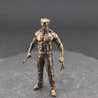 Brass Werewolf Figurine — Fierce Miniature Beast Sculpture & Horror Fantasy Desk Piece