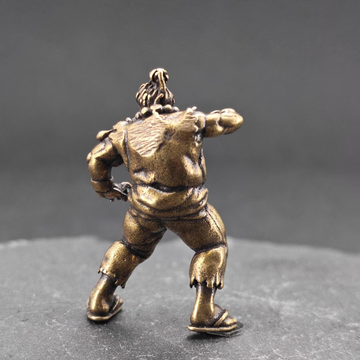 Brass Combat Fighter Miniature — Martial Arts Desk Sculpture & Fantasy Collector Piece