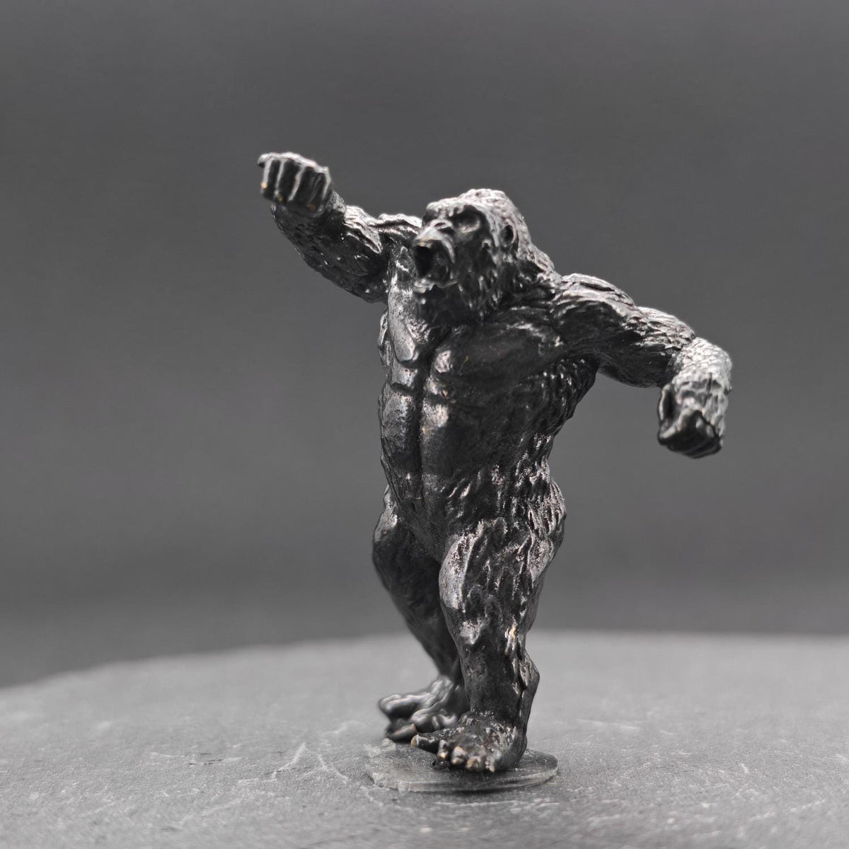 Brass Giant Gorilla Figurine — Oxidised Black Monster Desk Sculpture & Film Fan Collectible