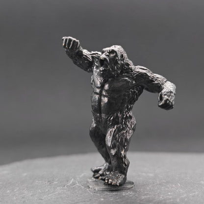 Brass Giant Gorilla Figurine — Oxidised Black Monster Desk Sculpture & Film Fan Collectible