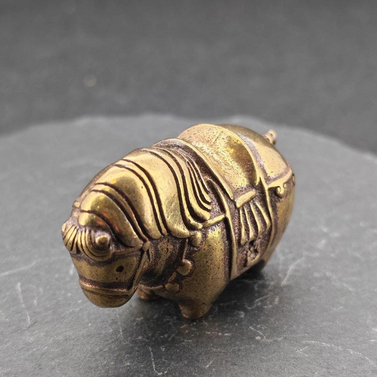 Miniature Brass Fat Horse Figurine — Handcrafted Collectible Statue