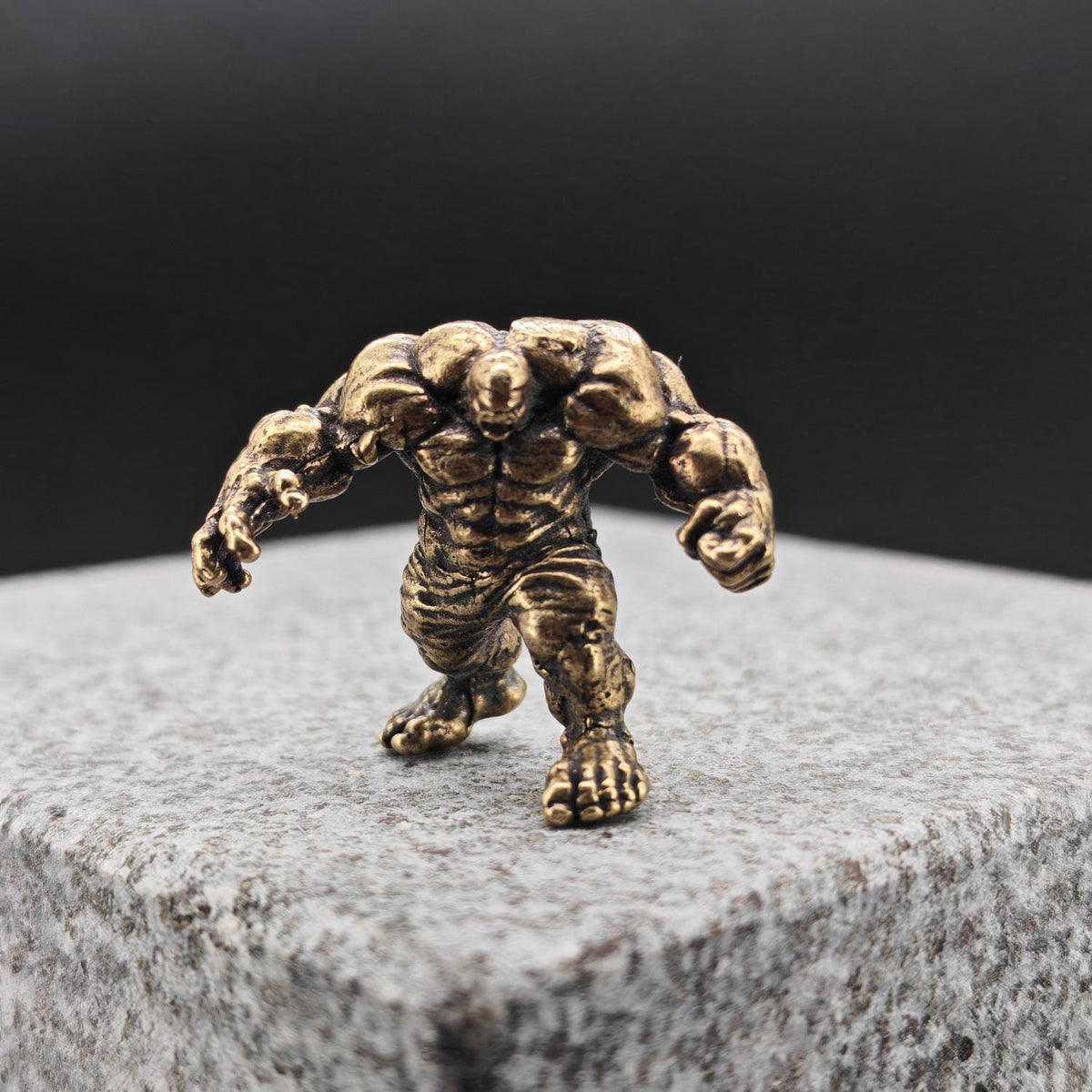Brass Muscular Giant Figurine — Superhero Desk Sculpture & Collector Miniature