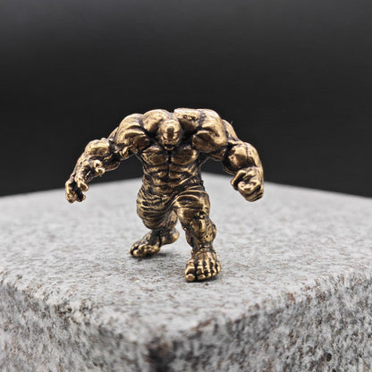 Brass Muscular Giant Figurine — Superhero Desk Sculpture & Collector Miniature