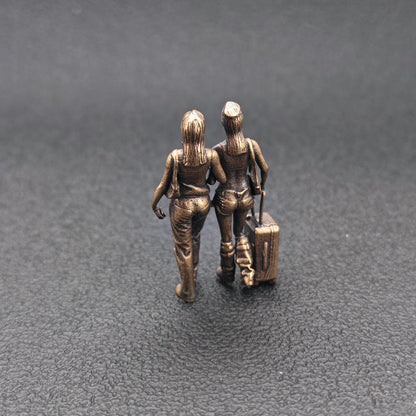 Brass Best Friends Figurine – Miniature Travel Duo and Friendship Keepsake Gift