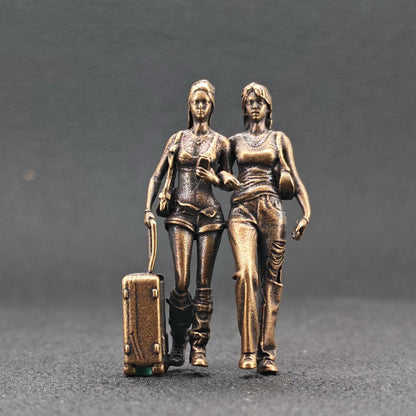 Brass Best Friends Figurine – Miniature Travel Duo and Friendship Keepsake Gift