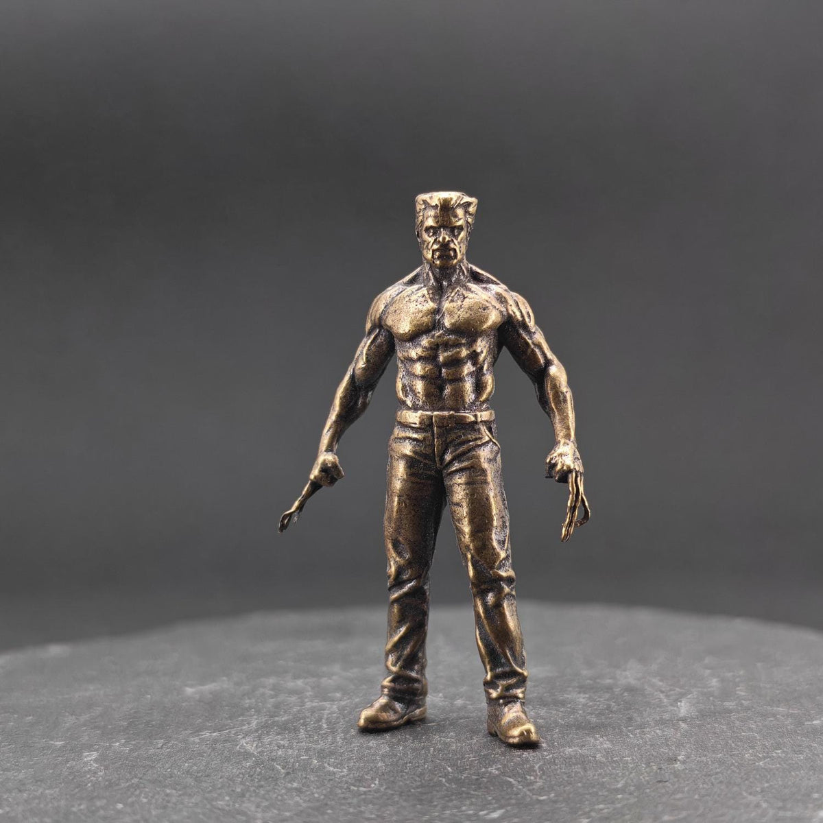 Brass Werewolf Figurine — Fierce Miniature Beast Sculpture & Horror Fantasy Desk Piece