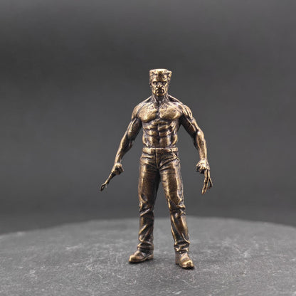 Brass Werewolf Figurine — Fierce Miniature Beast Sculpture & Horror Fantasy Desk Piece