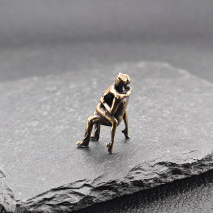 Brass Seated Couple Figurine — Intimate Miniature Collectible