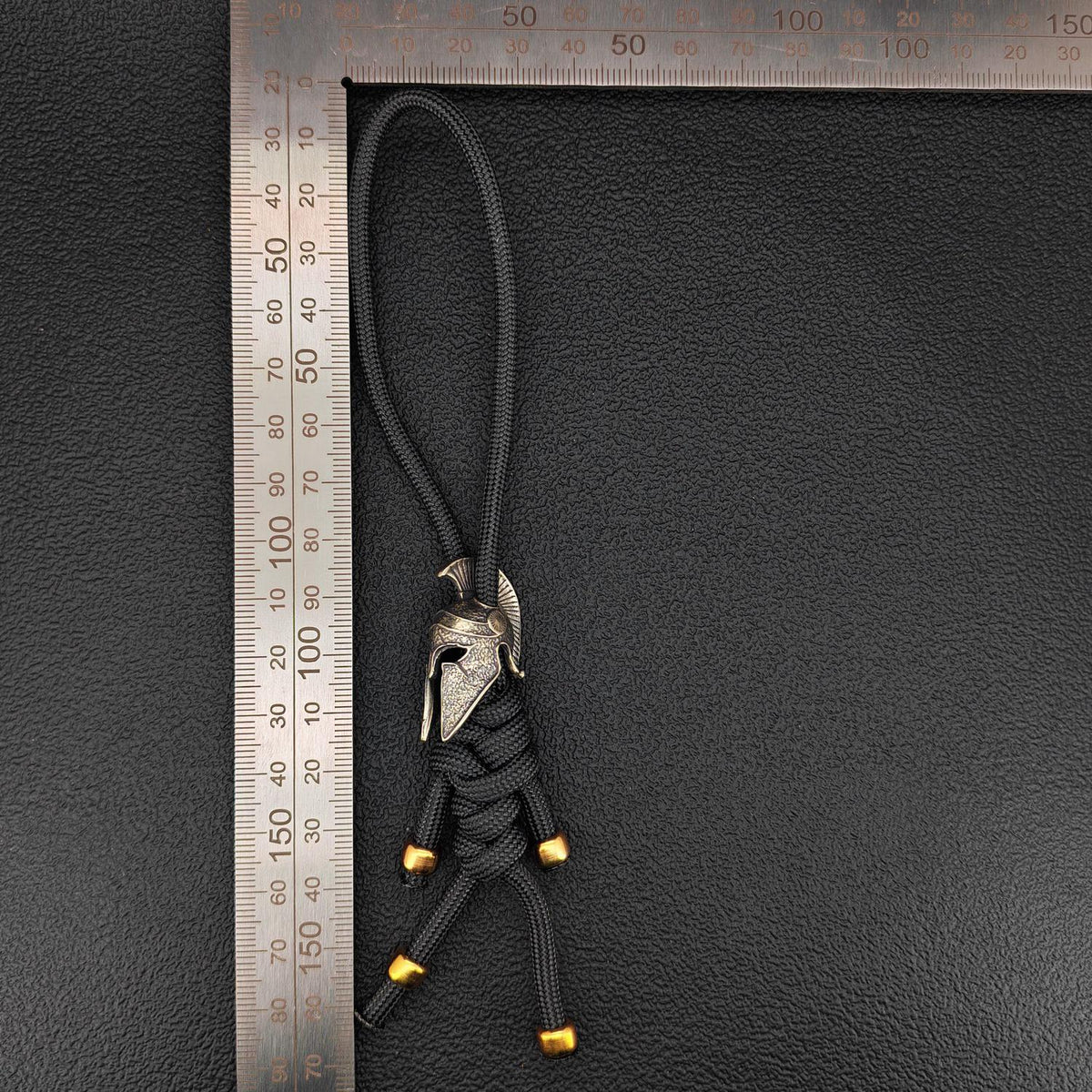 Brass Spartan Helmet Paracord Keychain — EDC Backpack Charm & Car Ornament