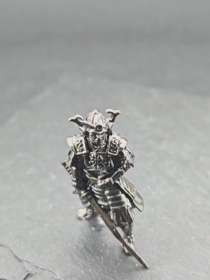 Solid Brass Samurai Figurine with Katana — Classical Warrior Desk Sculpture