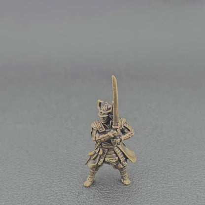 Brass Samurai Warrior Figurine – Handcrafted Desk Collectible