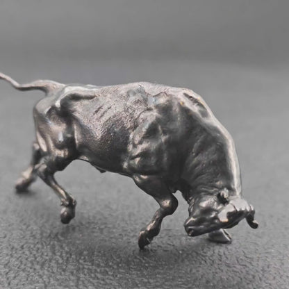 Brass Bull Figurine – Antique Finish, Handcrafted Desk Collectible
