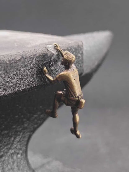 Brass Miniature Climber Figure – Micro World Diorama & Terrarium Accessory