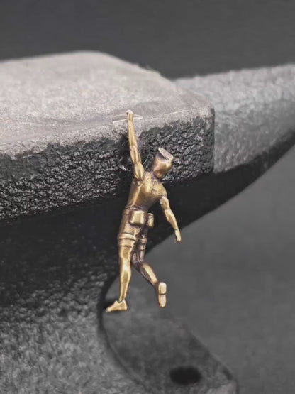 Brass Miniature Rock Climber Figure – Micro World Diorama & Terrarium Accessory