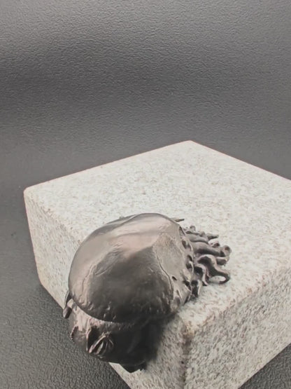 Black Oxidised Brass Baby Cthulhu Figurine | Handcast Octopus Monster Collectible | Desk & Shelf Decor